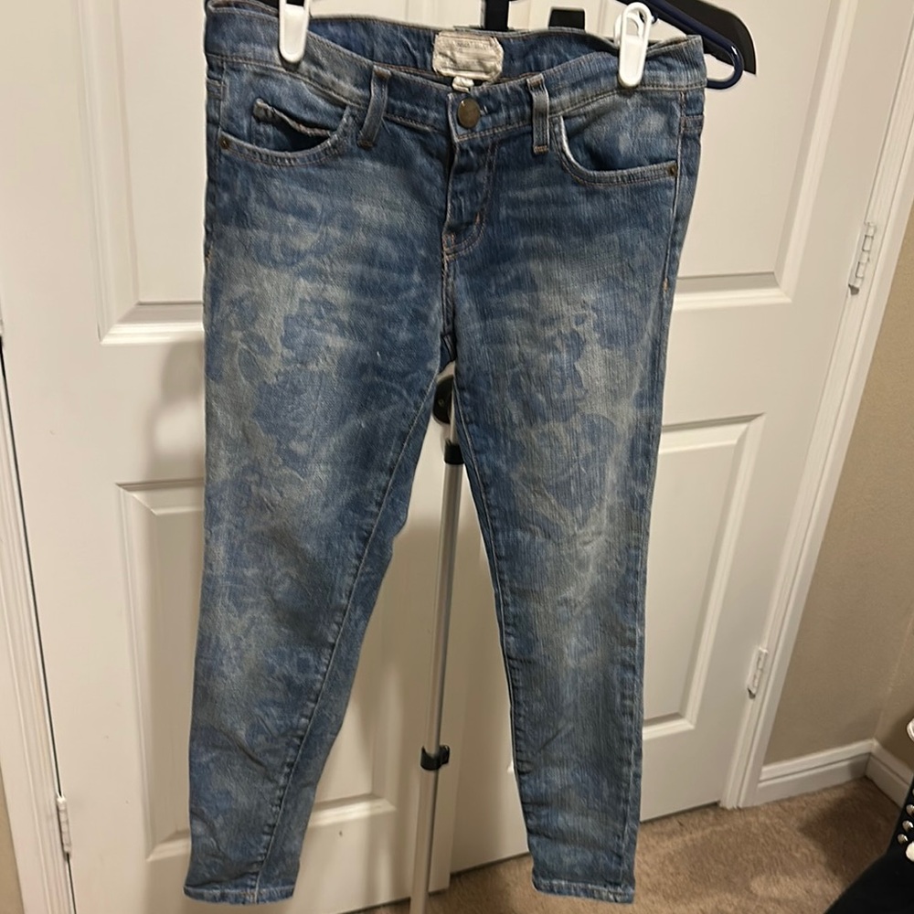 Current/Elliott Blue Skinny Jeans with Vintage-Inspired Look size 27